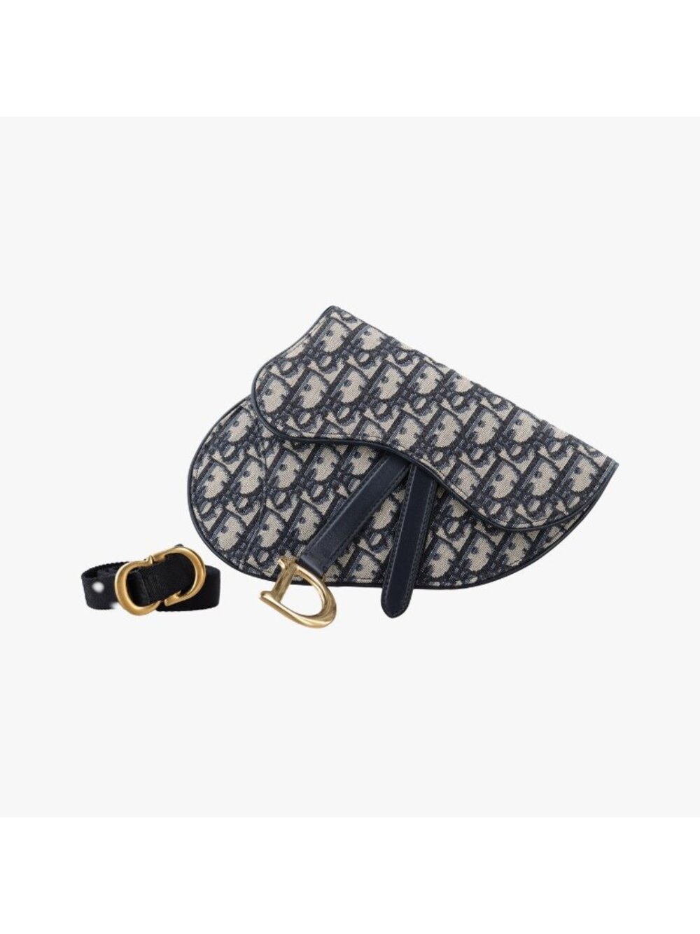 Dior Saddle Navy Jacquard Leather Shoulder Bag